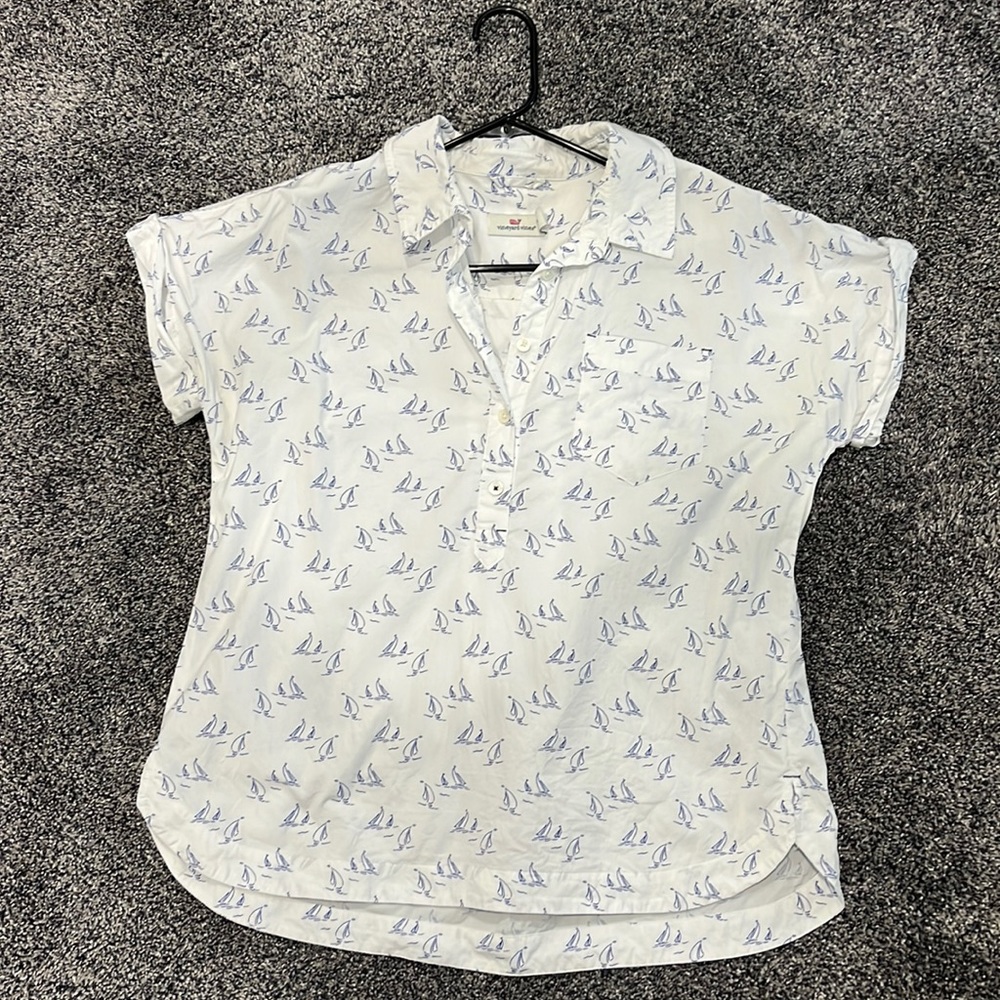 Vineyard Vines Sailboat Print Popover Shirt Size 8